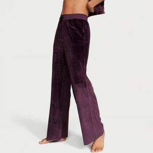 Victoria's Secret Wide Legged Ribbed Lounge Pajama Pants Size Medium Wine Purple